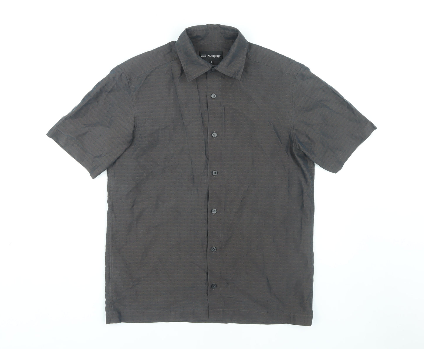 Marks and Spencer Men's Brown Short Sleeve Shirt, Size S