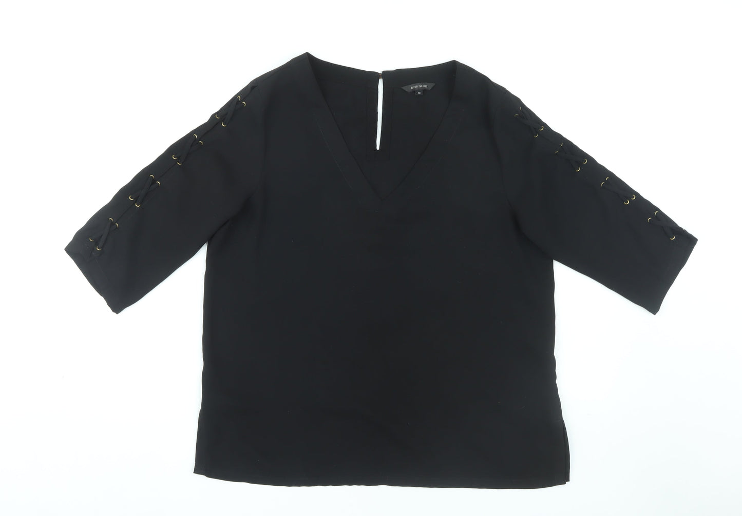 Womens UK Size 12 River Island Black Basic Blouse