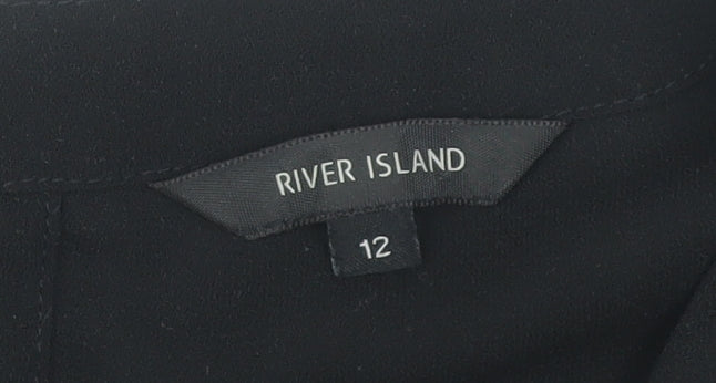 Womens UK Size 12 River Island Black Basic Blouse