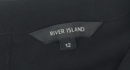 Womens UK Size 12 River Island Black Basic Blouse
