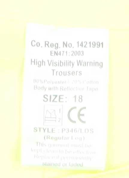 Pulsar Women's Yellow High-Viz Cargo Work Trousers Size 18