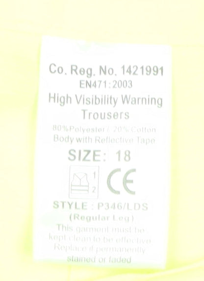 Pulsar Women's Yellow High-Viz Cargo Work Trousers Size 18