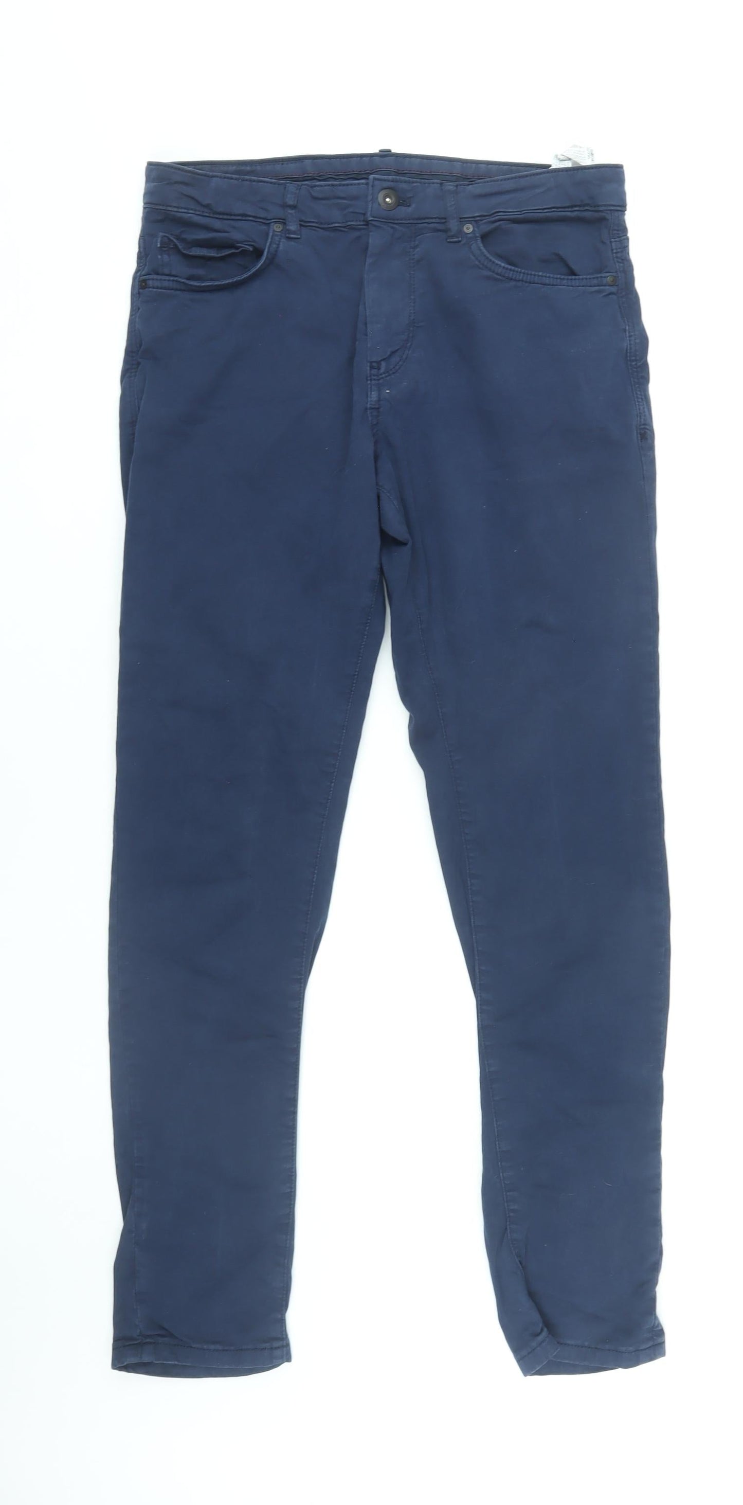 Zara Men's Blue Skinny Trousers - Size 30