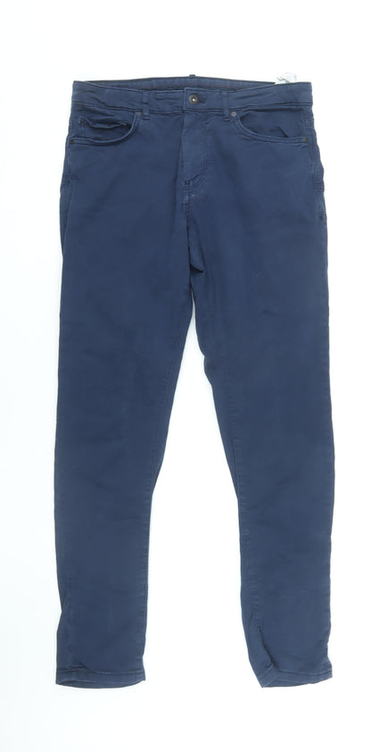 Zara Men's Blue Skinny Trousers - Size 30
