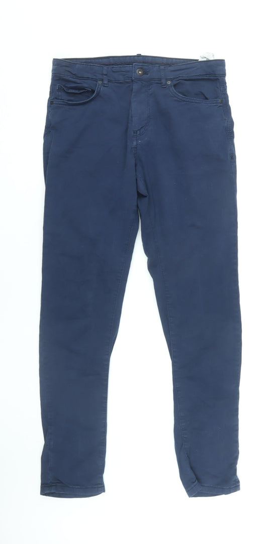 Zara Men's Blue Skinny Trousers - Size 30