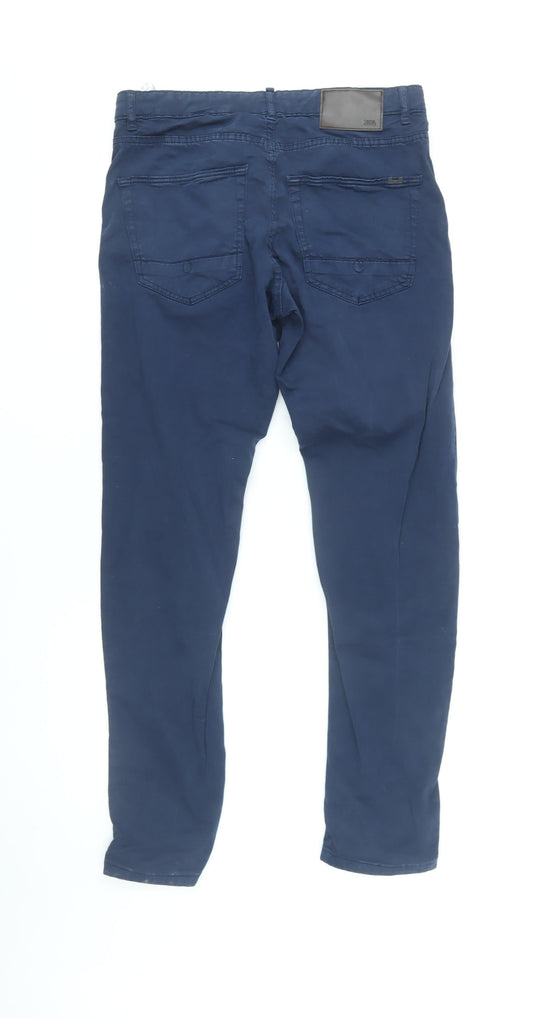 Zara Men's Blue Skinny Trousers - Size 30