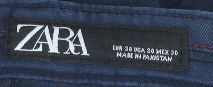 Zara Men's Blue Skinny Trousers - Size 30