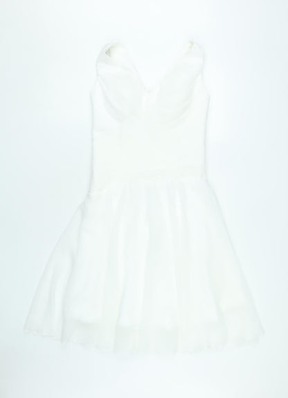 Grace Karin Women's White V-Neck Dress, Size 8