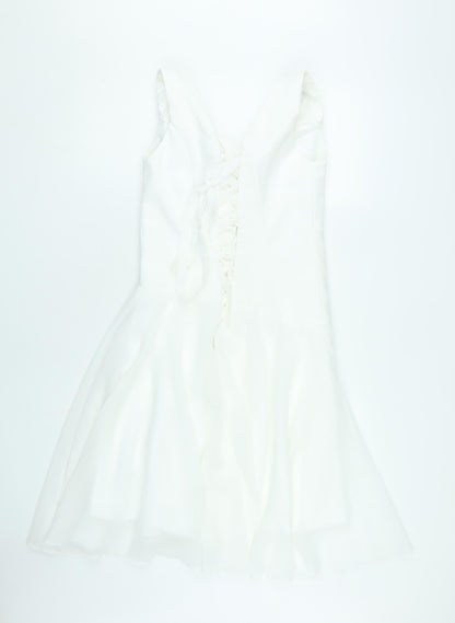 Grace Karin Women's White V-Neck Dress, Size 8