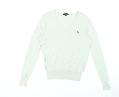 Lyle & Scott Men's White V-Neck Pullover, Size L, Vintage