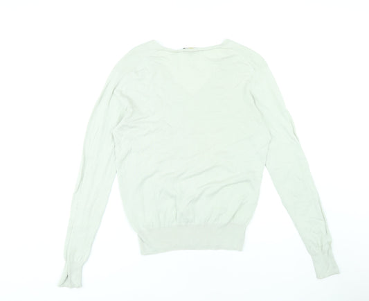 Lyle & Scott Men's White V-Neck Pullover, Size L, Vintage