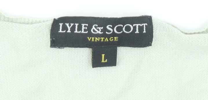 Lyle & Scott Men's White V-Neck Pullover, Size L, Vintage
