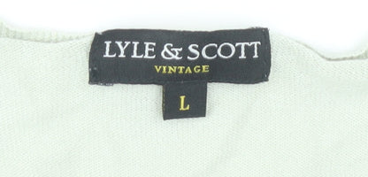 Lyle & Scott Men's White V-Neck Pullover, Size L, Vintage