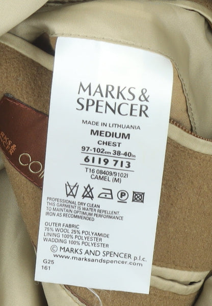 Mens UK Size M Marks and Spencer Brown Overcoat