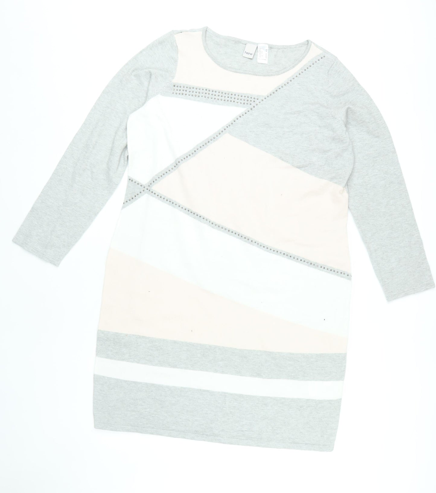 Heine Women's Colourblock Beaded Shift Dress Size 18