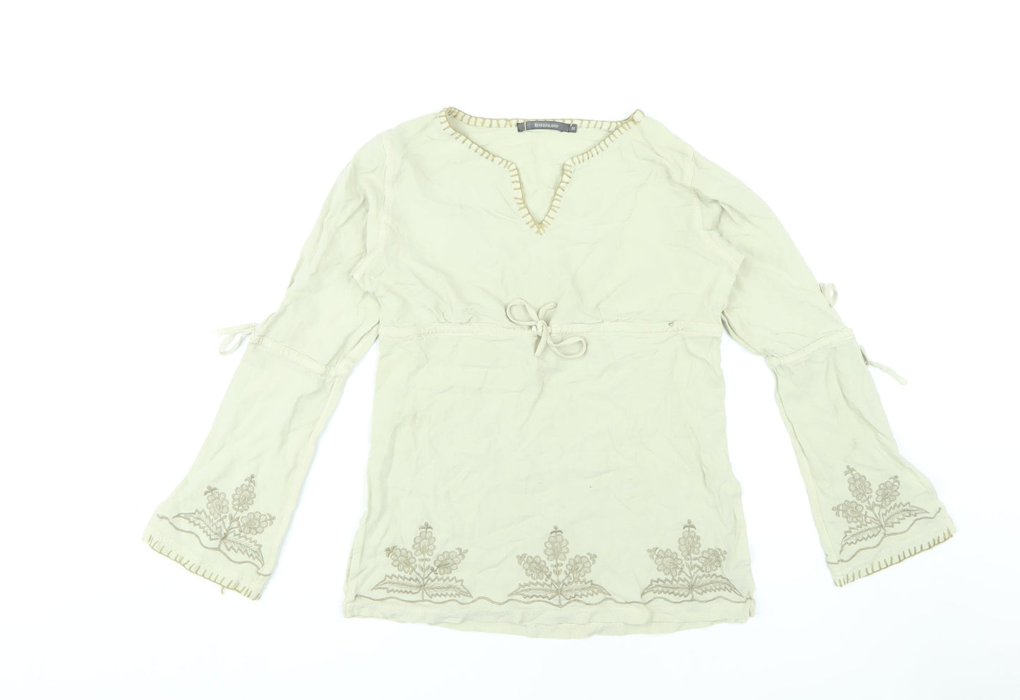 Womens UK Size 10 River Island Beige Basic Blouse