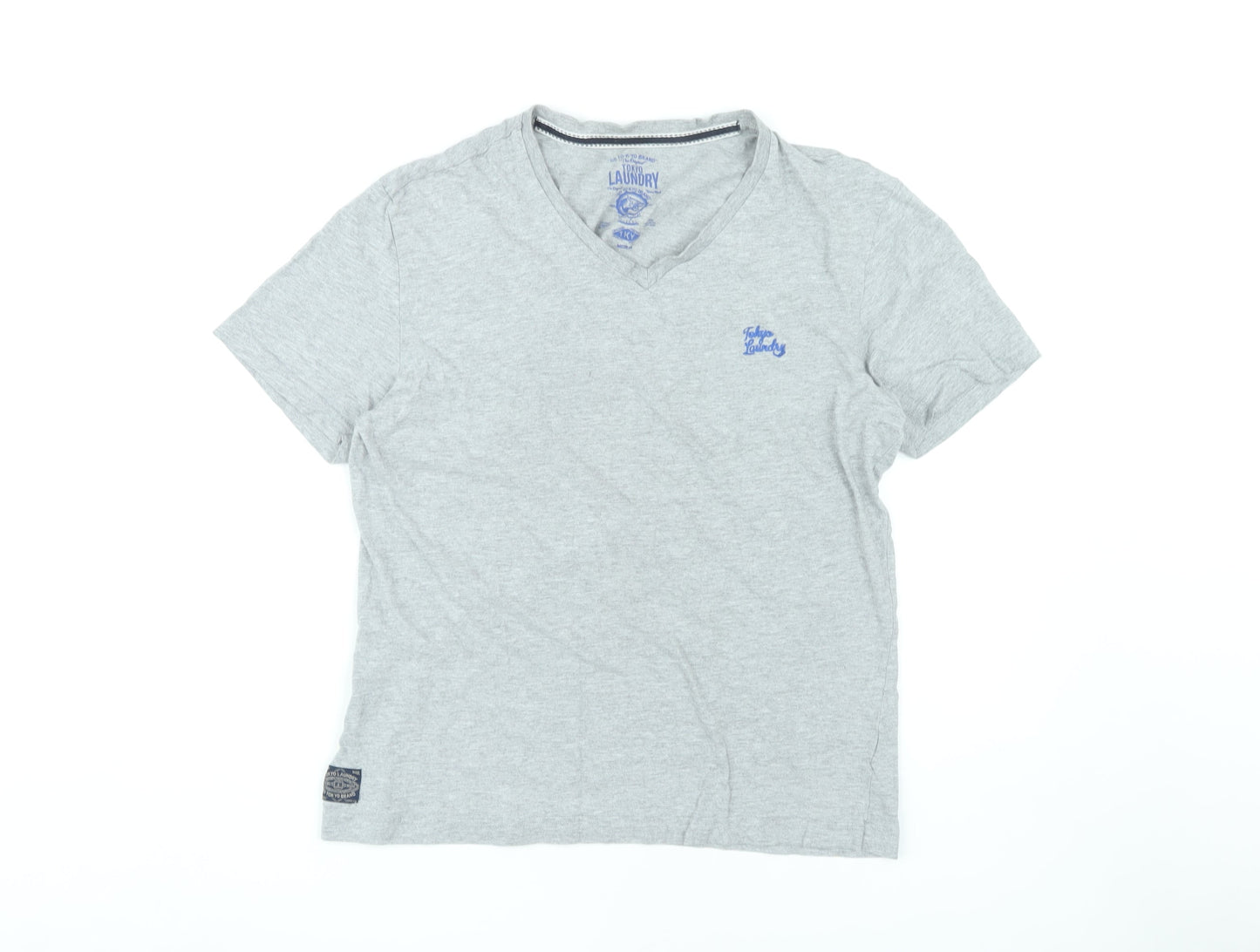 Tokyo Laundry Men's Grey V-Neck T-Shirt M