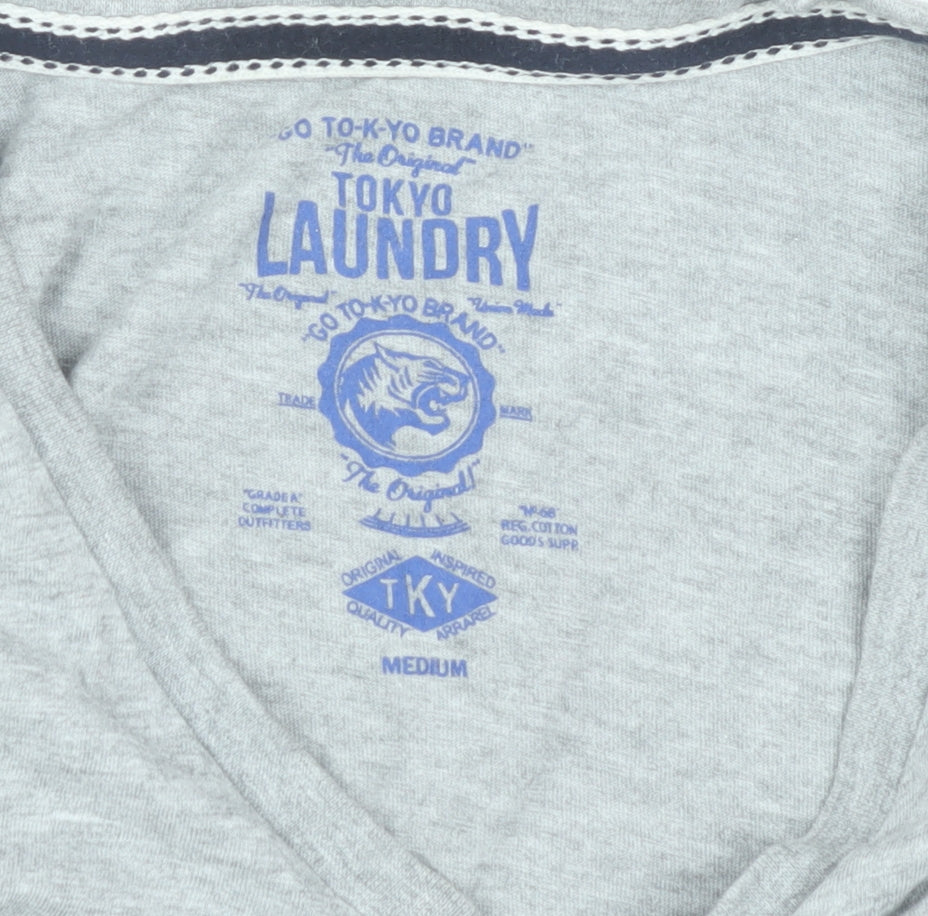 Tokyo Laundry Men's Grey V-Neck T-Shirt M