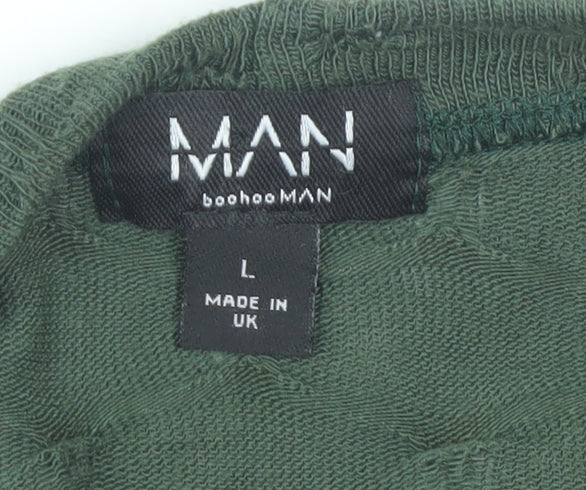Mens UK Size L boohooMAN Green  T-Shirt