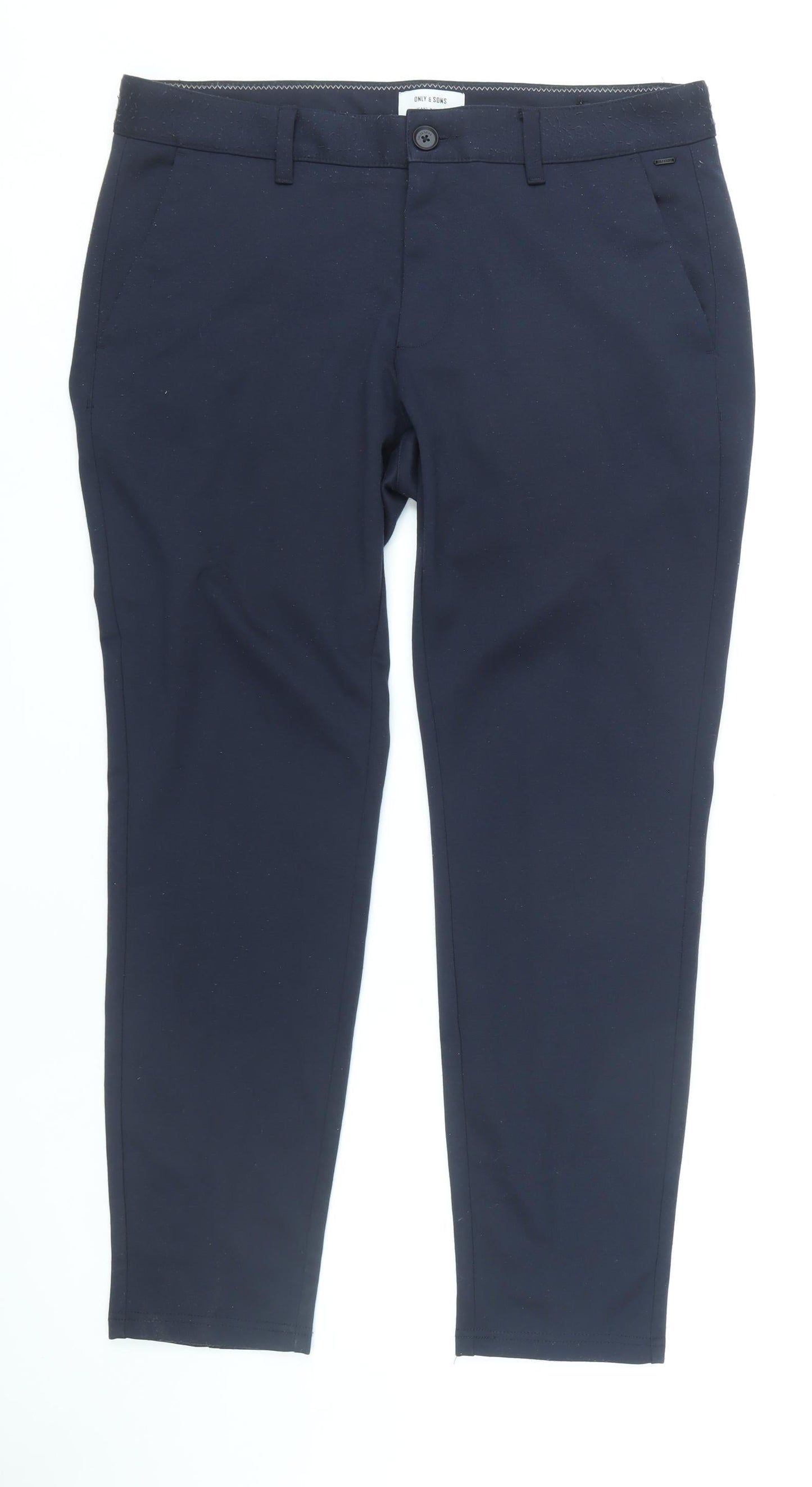 Only & Sons Men's Blue Trousers, Size 36, Polyester Blend