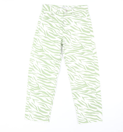 Bershka Women's Green Animal Print Jeans