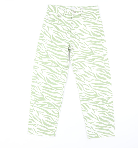 Bershka Women's Green Animal Print Jeans