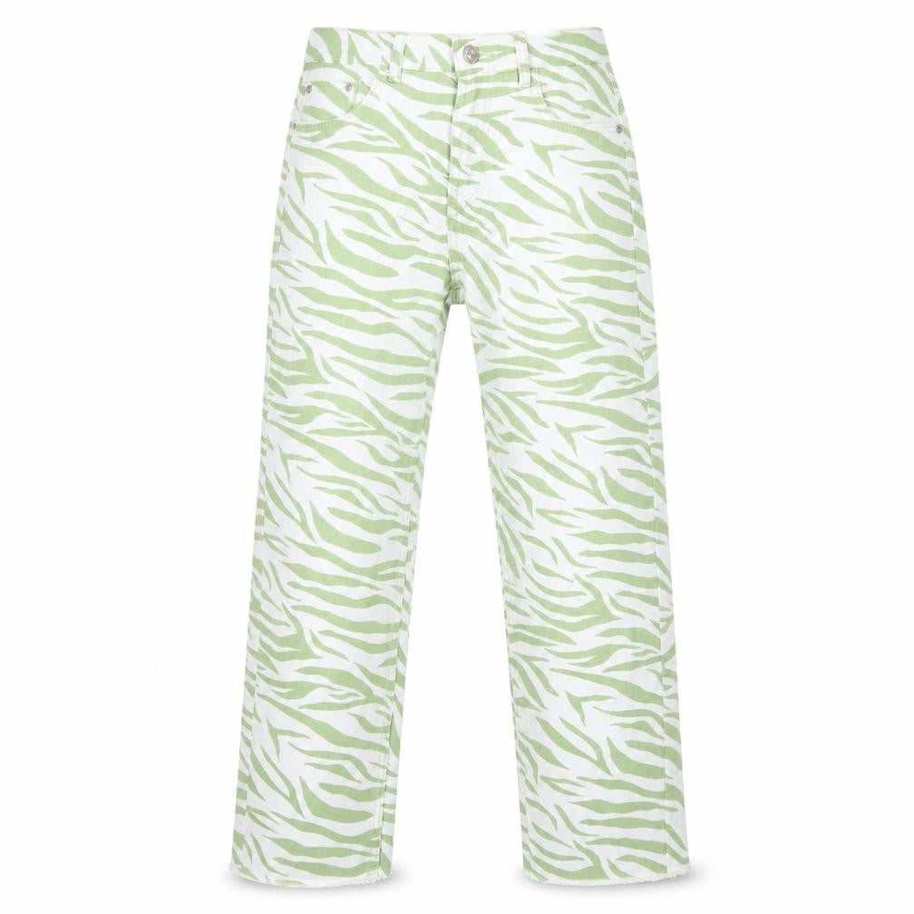Womens UK Size 6 Bershka  Straight Green Jeans