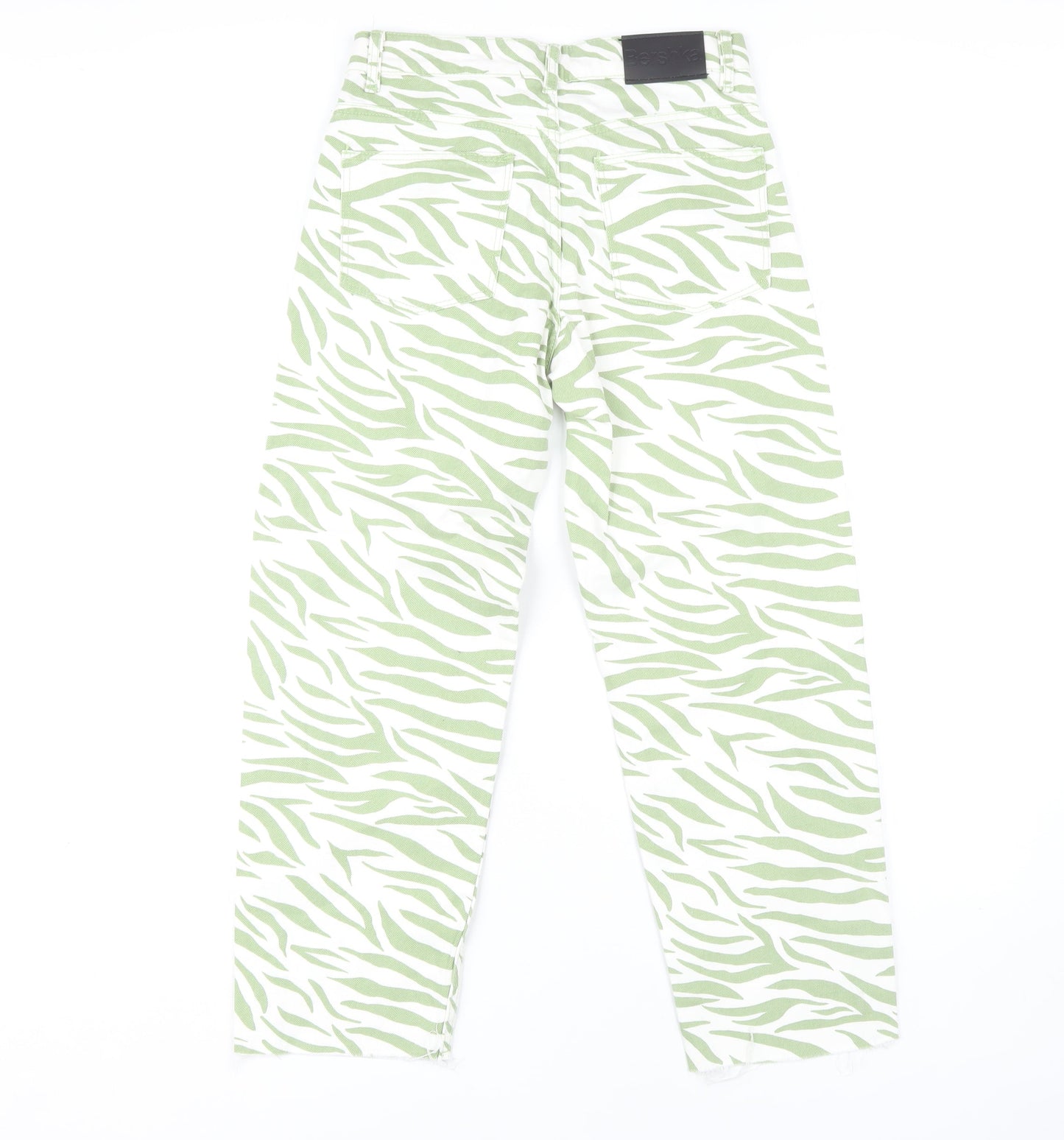 Bershka Women's Green Animal Print Jeans