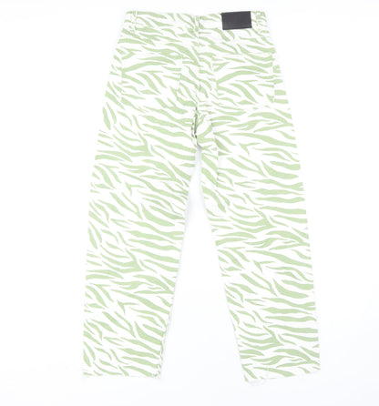 Bershka Women's Green Animal Print Jeans