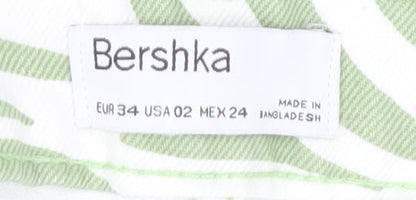 Bershka Women's Green Animal Print Jeans