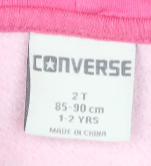 Converse Girls Pink Graphic Print Full Zip Hoodie 2 Years