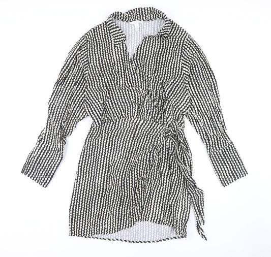 H&M Women's Black White Shirt Dress M