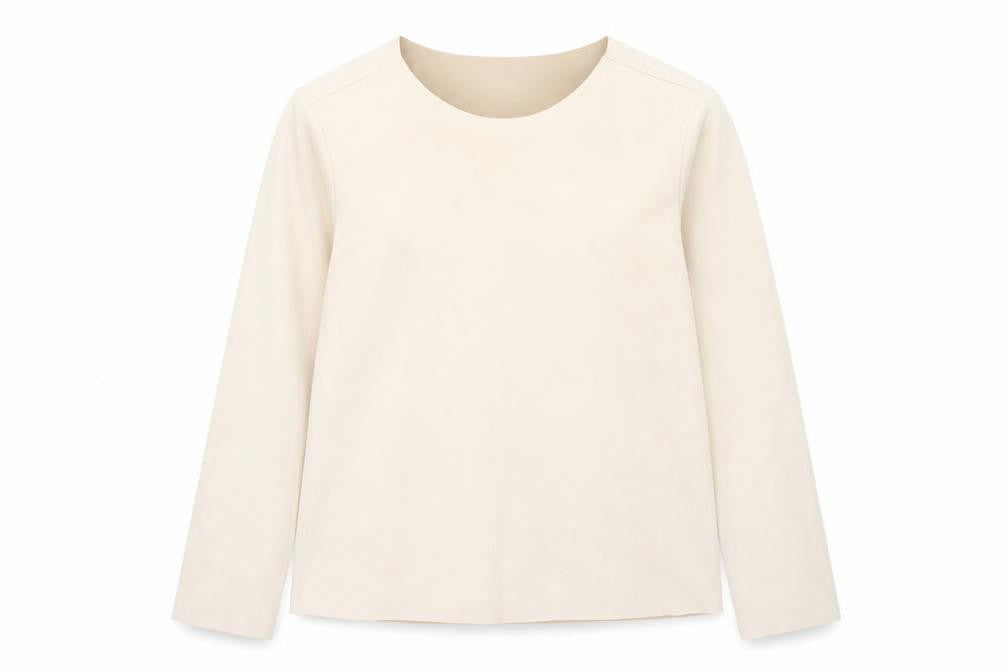 Zara Women's Beige Long Sleeve Basic Top M