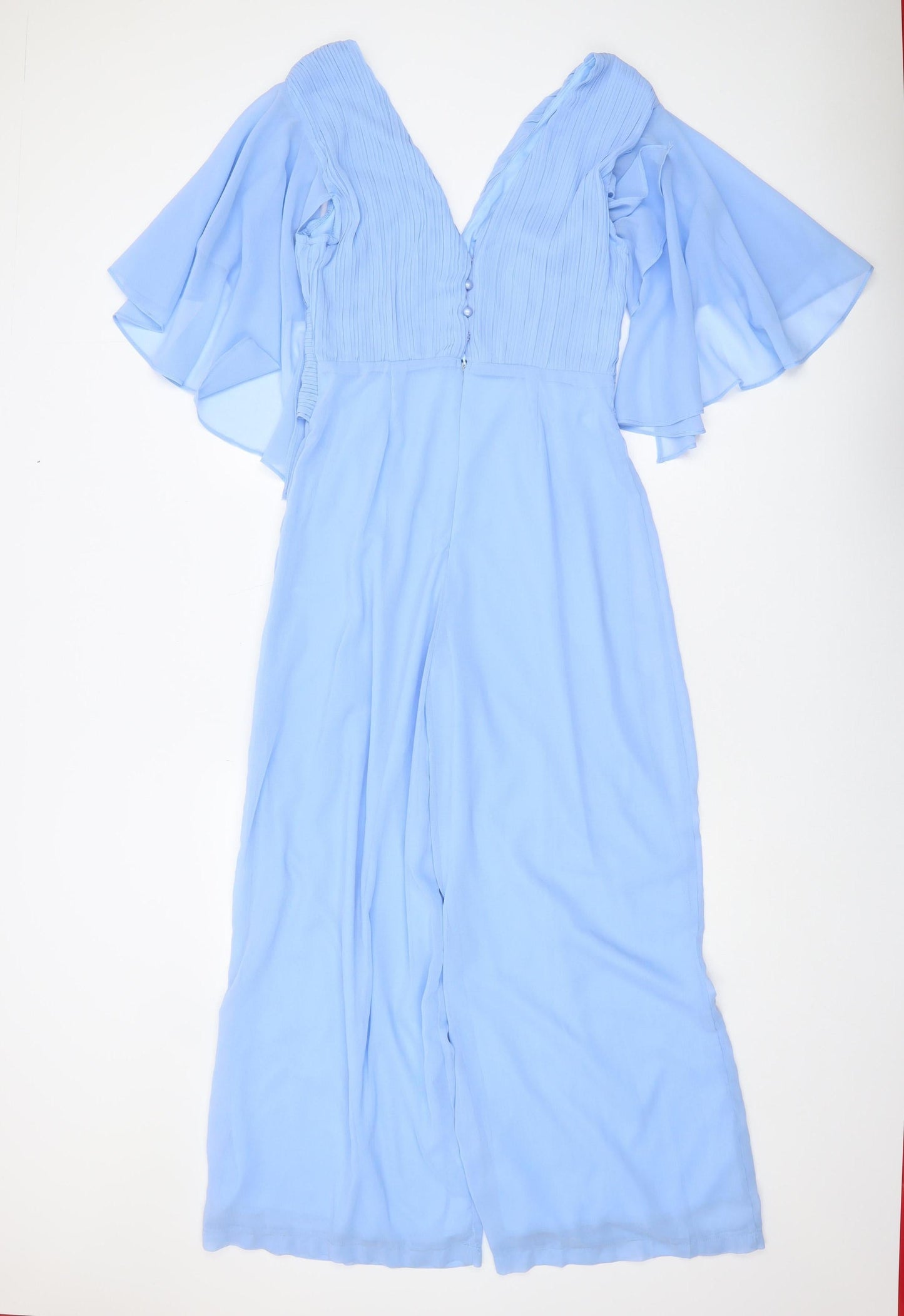 Boohoo Women’s Blue V-Neck Jumpsuit, Size 10, Formal Occasion