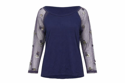 1971 Women’s Blue Sequin Raglan Top XS