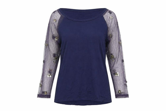 1971 Women’s Blue Sequin Raglan Top XS