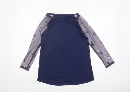 1971 Women’s Blue Sequin Raglan Top XS