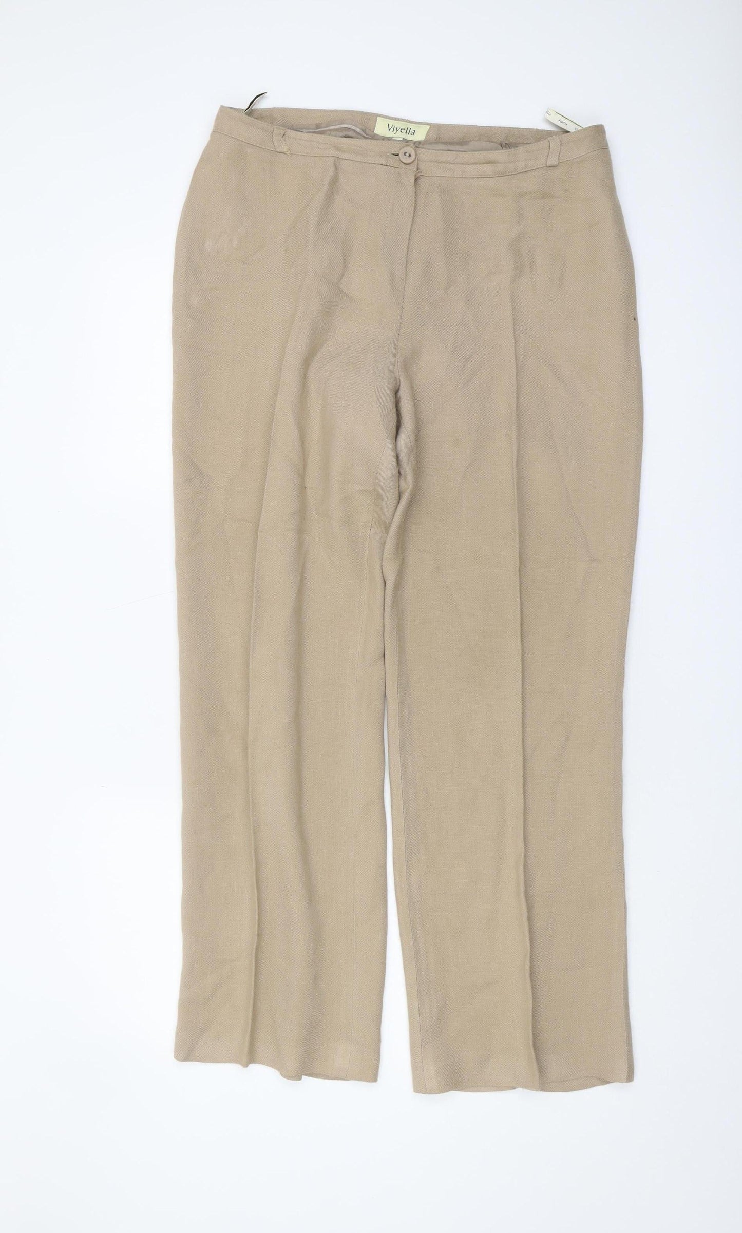 Womens UK Size 12 Viyella Regular Fit Casual Beige Trousers