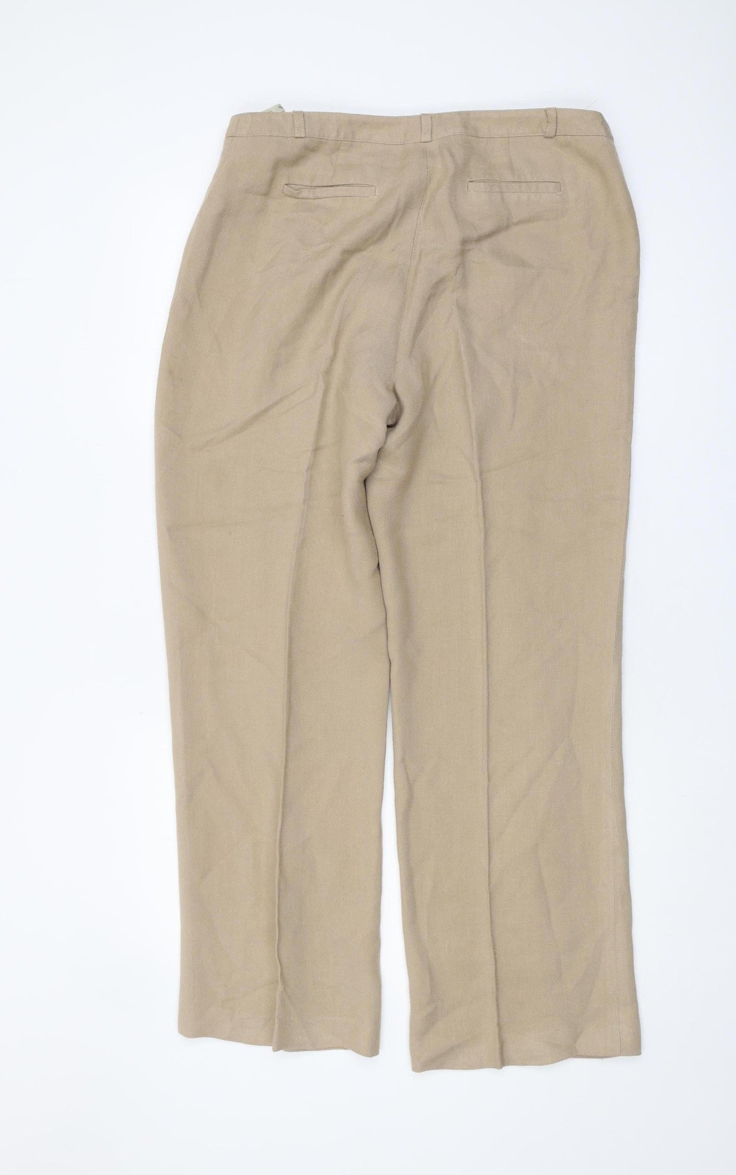 Womens UK Size 12 Viyella Regular Fit Casual Beige Trousers