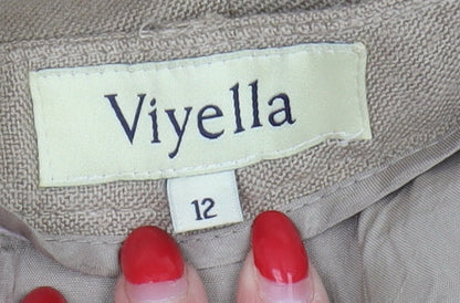 Womens UK Size 12 Viyella Regular Fit Casual Beige Trousers