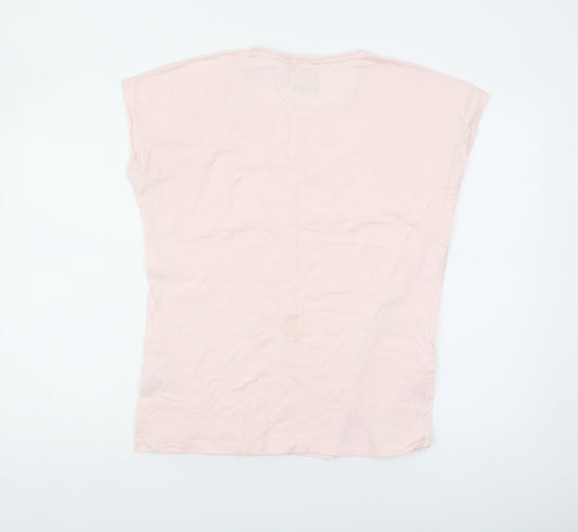 Womens UK Size 12 Weird Fish Pink Basic T-Shirt
