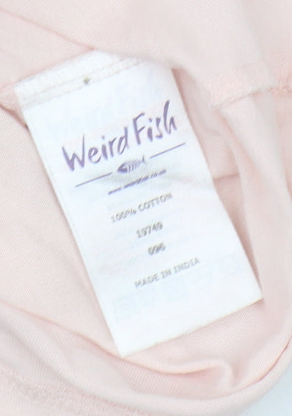 Womens UK Size 12 Weird Fish Pink Basic T-Shirt