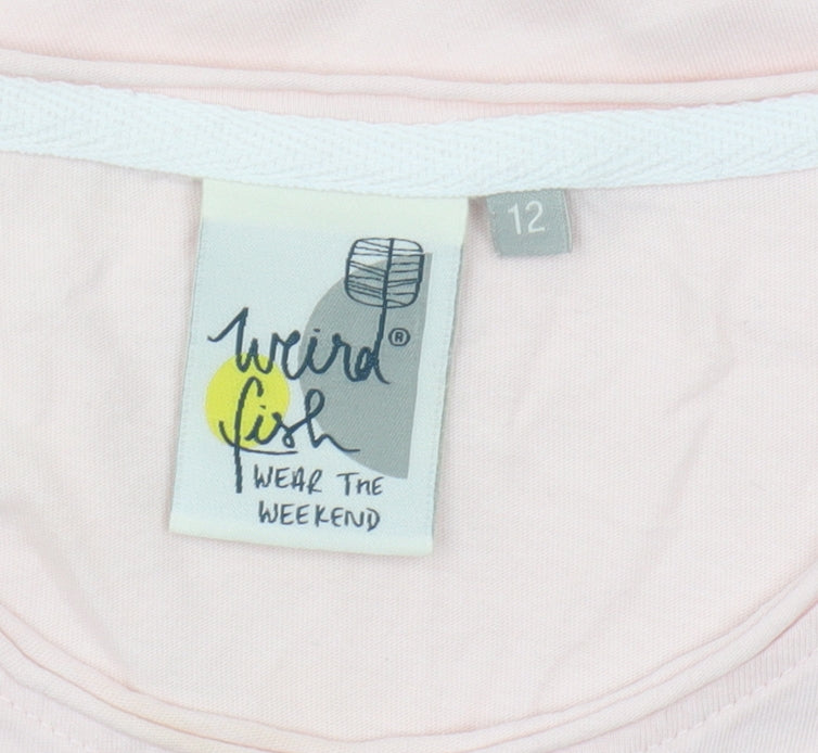 Womens UK Size 12 Weird Fish Pink Basic T-Shirt