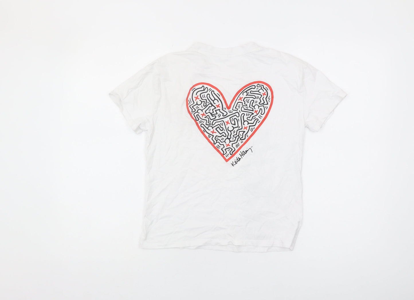Keith Haring Girls White Graphic T-Shirt Size 9-10 Years