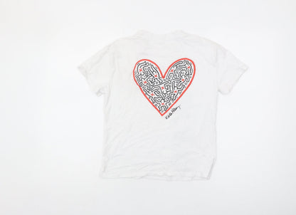 Keith Haring Girls White Graphic T-Shirt Size 9-10 Years