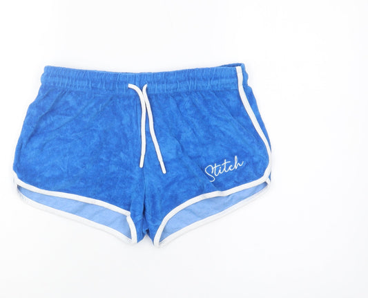 Disney Women's Blue Drawstring Shorts, Size S, Casual Comfort