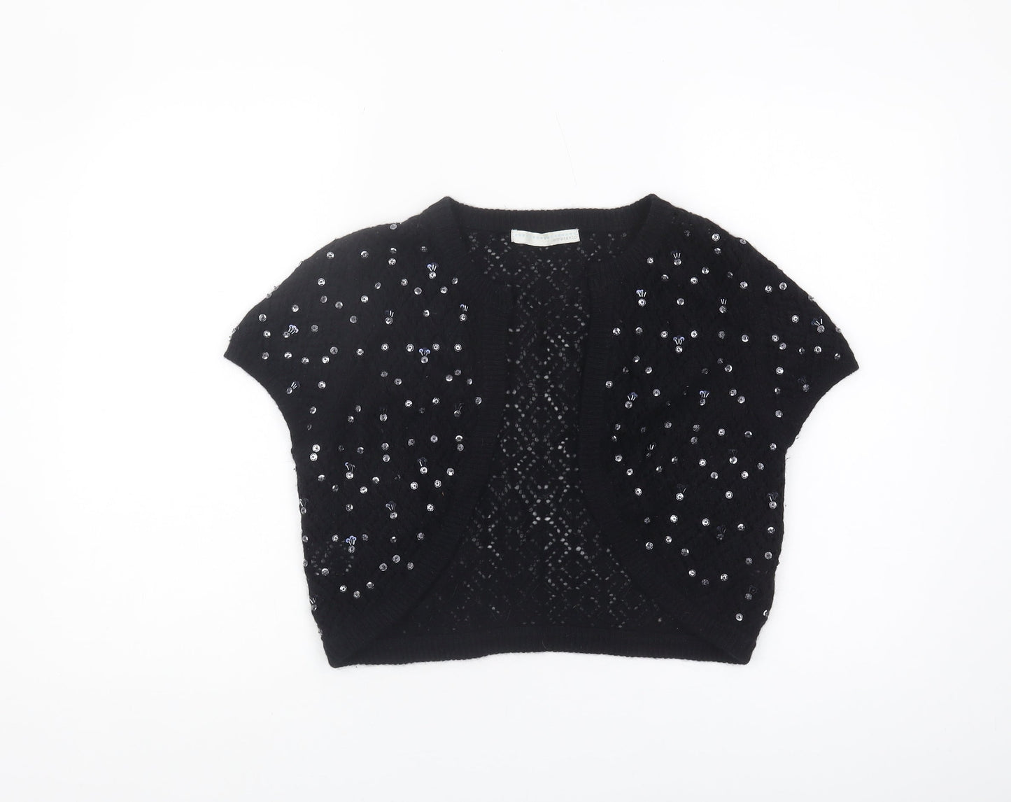 Amaranto Black Sequin Shrug, Women's Size 14