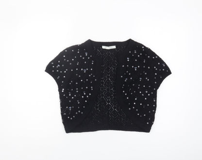 Amaranto Black Sequin Shrug, Women's Size 14