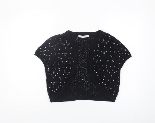 Amaranto Black Sequin Shrug, Women's Size 14