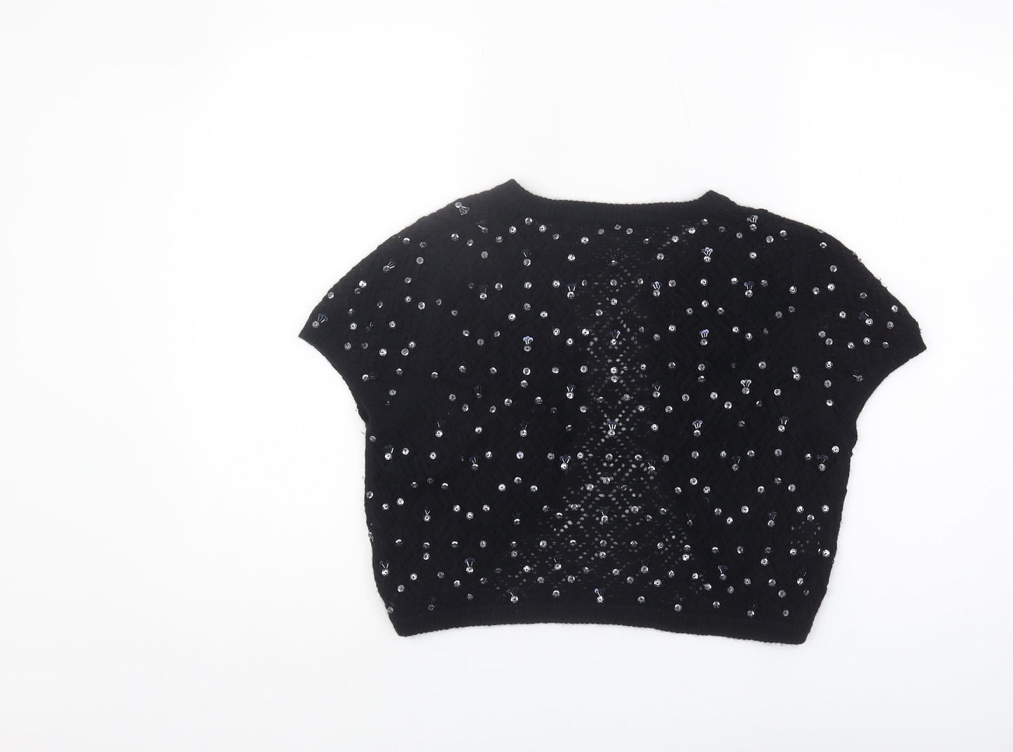 Amaranto Black Sequin Shrug, Women's Size 14